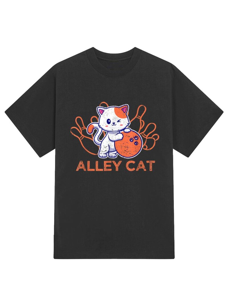 Alley Cat Bowling Team Humor Funny Bowler Cats Vintage T-Shirt - Image 2