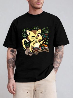 Animal Sushi Cat Lover Japanese Kawaii Cat Eating Food Art T-Shirt