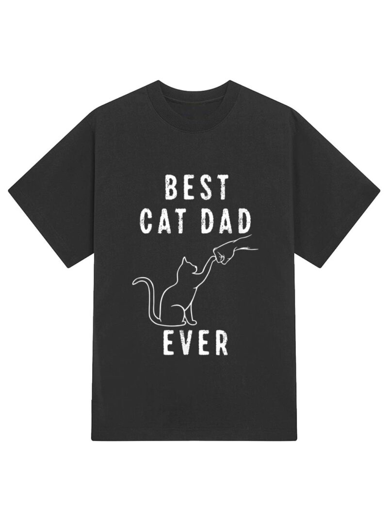 Best Cat Dad Ever Shirt Cat Daddy Paw Fist Bump Meow Cat T-Shirt - Image 2