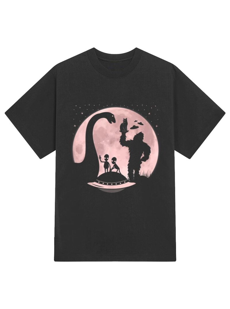 Bigfoot Loch Ness Monster Sasquatch Cat Ufo Funny Aliens T-Shirt - Image 2