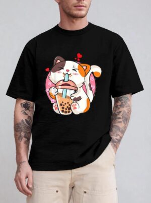 Cat Boba Bubble Tea Kawaii Anime Japanese T-Shirt
