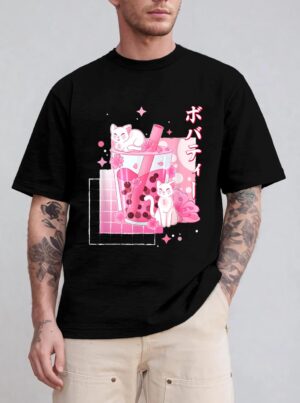 Cat Boba Tea Bubble Tea Anime Cats Lover Kawaii Gifts T-Shirt
