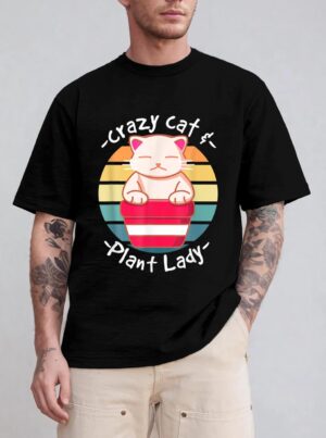 Cat Cactus Succulent Crazy Cat Lady Gardening T-Shirt