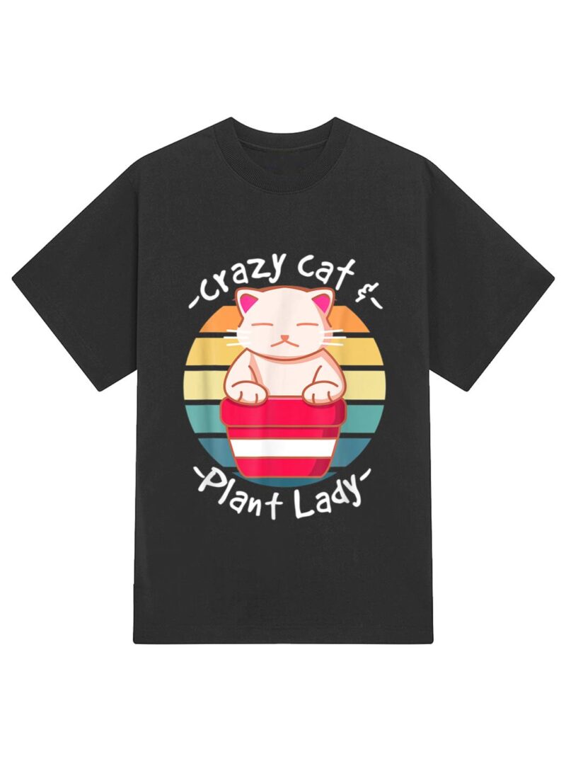 Cat Cactus Succulent Crazy Cat Lady Gardening T-Shirt - Image 2