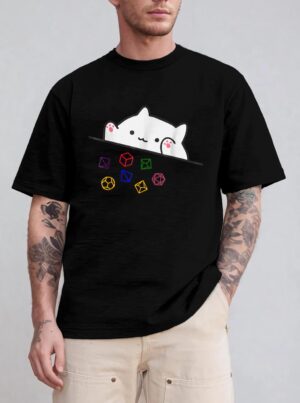 Cat Throwing Dice Tabletop Games Cute Kawaii Animal Lover T-Shirt