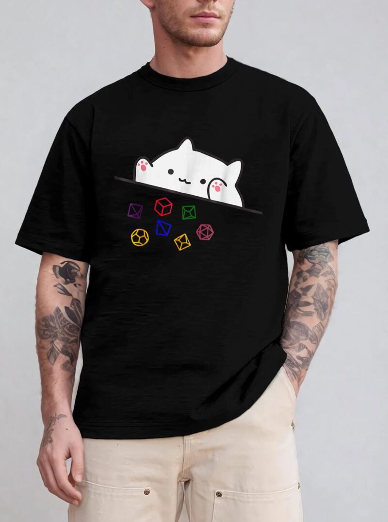 Cat Throwing Dice Tabletop Games Cute Kawaii Animal Lover T-Shirt