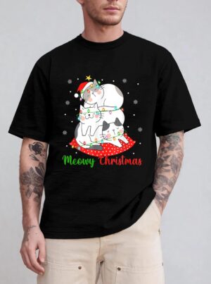 Cat Xmas Ree Lights Santa Cat Christmas T-Shirt