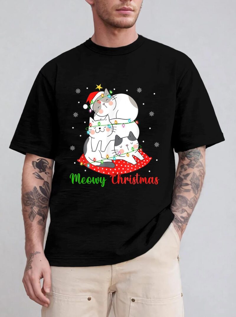 Cat Xmas Ree Lights Santa Cat Christmas T-Shirt