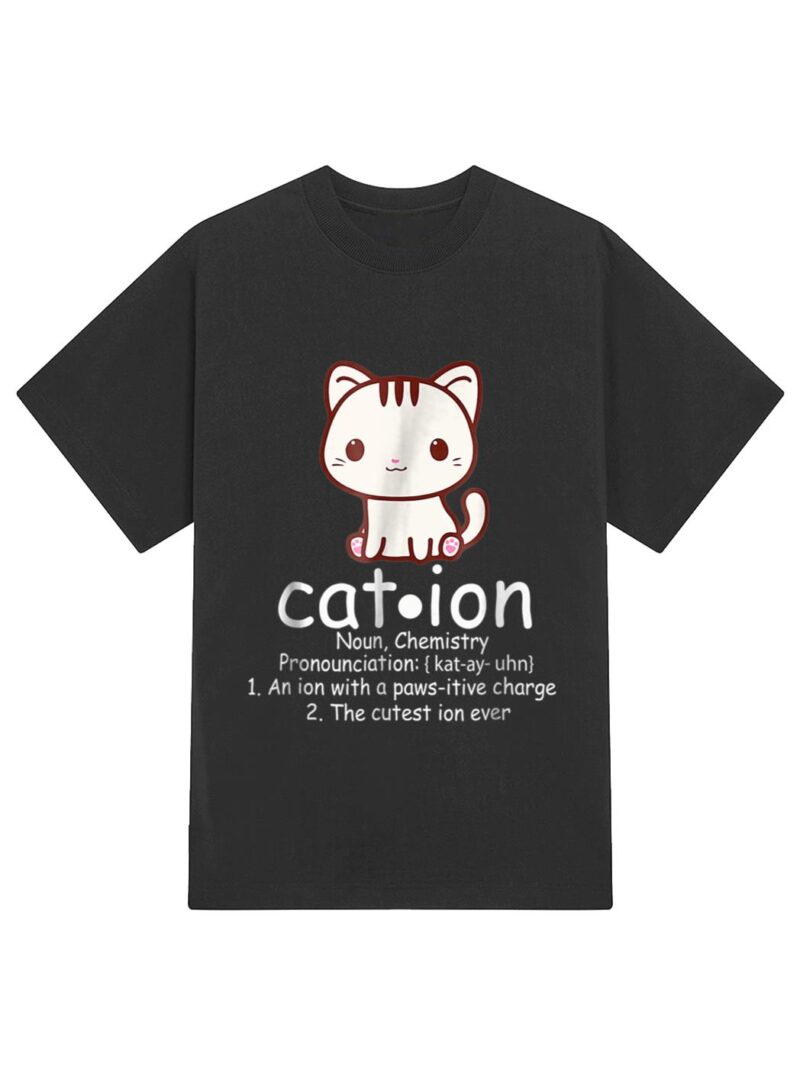 Cation Funny Cat Ion Science Pawsitive Pun Chemistry T-Shirt - Image 2