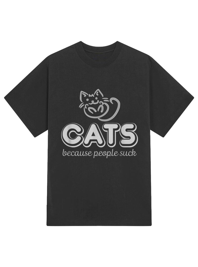Cats Because People Suck Funny Kitty Lovers T-Shirt - Image 2