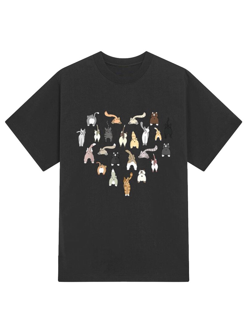 Cats Butt Heart Funny Cats Kitten Cat Owners T-Shirt - Image 2