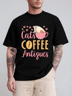 Cats Coffee Antiques Cat Lover Antiquing T-Shirt