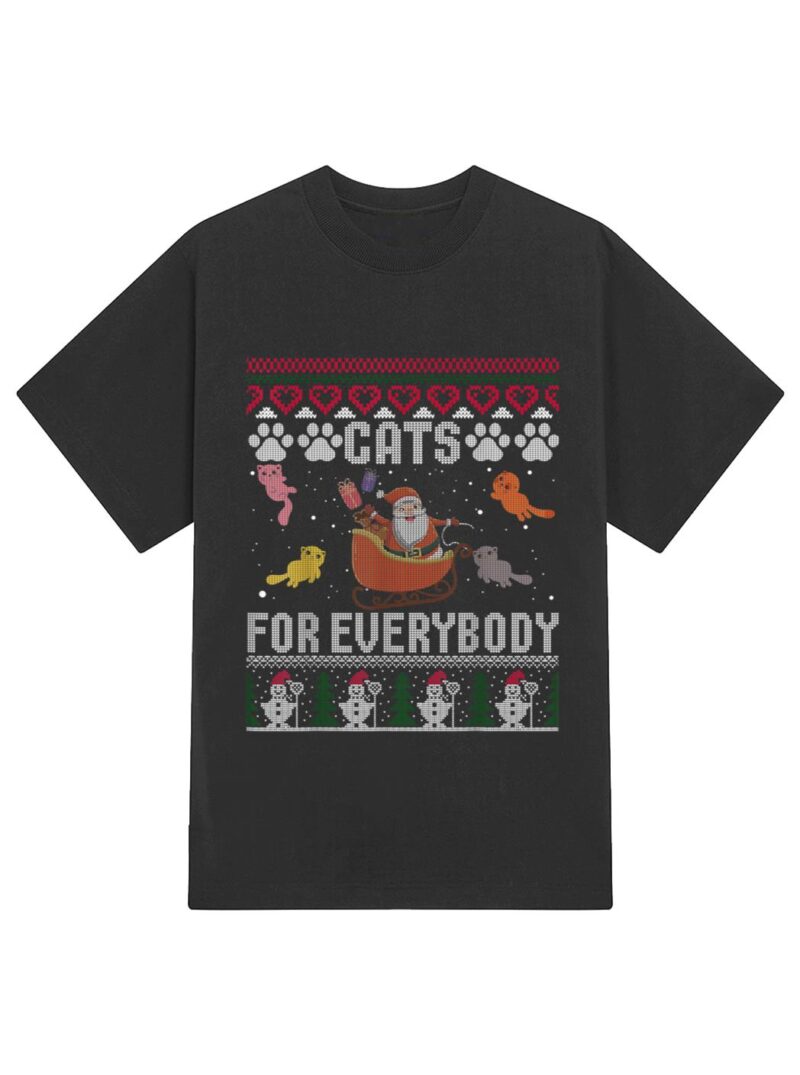Cats For Everybody Christmas Cute Cat Lover T-Shirt - Image 2
