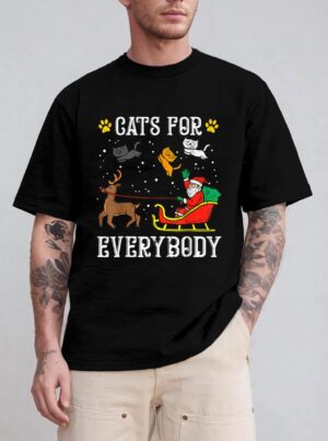 Cats For Everybody Santa Funny Christmas PJs Xmas Women T-Shirt