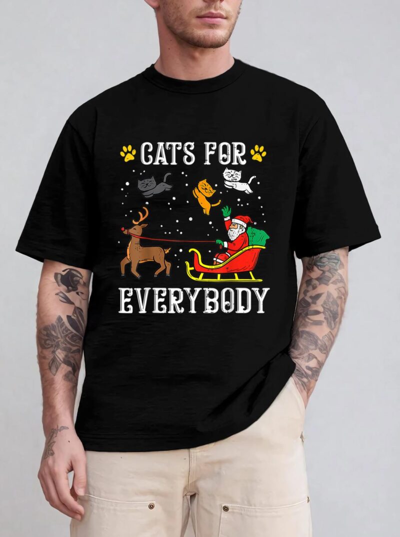 Cats For Everybody Santa Funny Christmas PJs Xmas Women T-Shirt