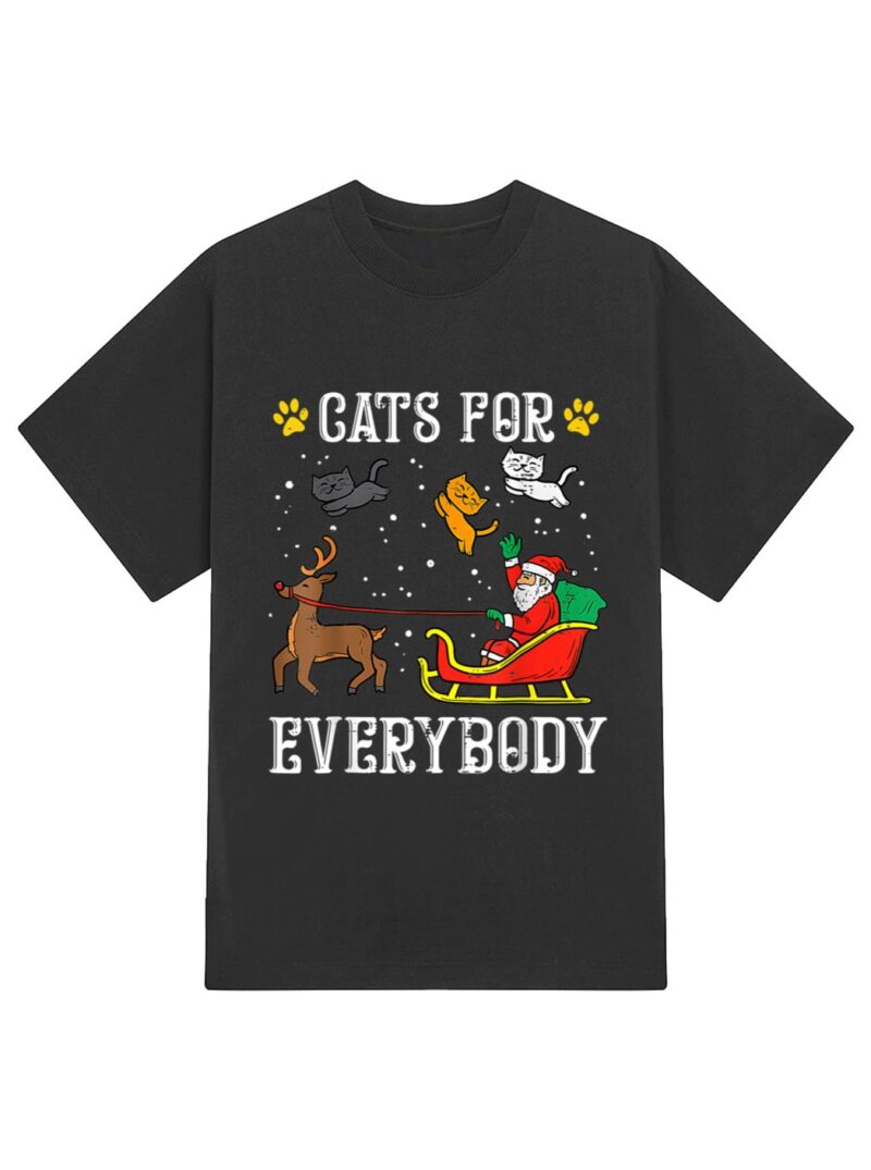 Cats For Everybody Santa Funny Christmas PJs Xmas Women T-Shirt - Image 2