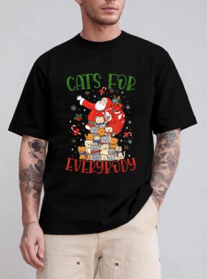Cats For Everybody Ugly Christmas Cat Funny Xmas T-Shirt