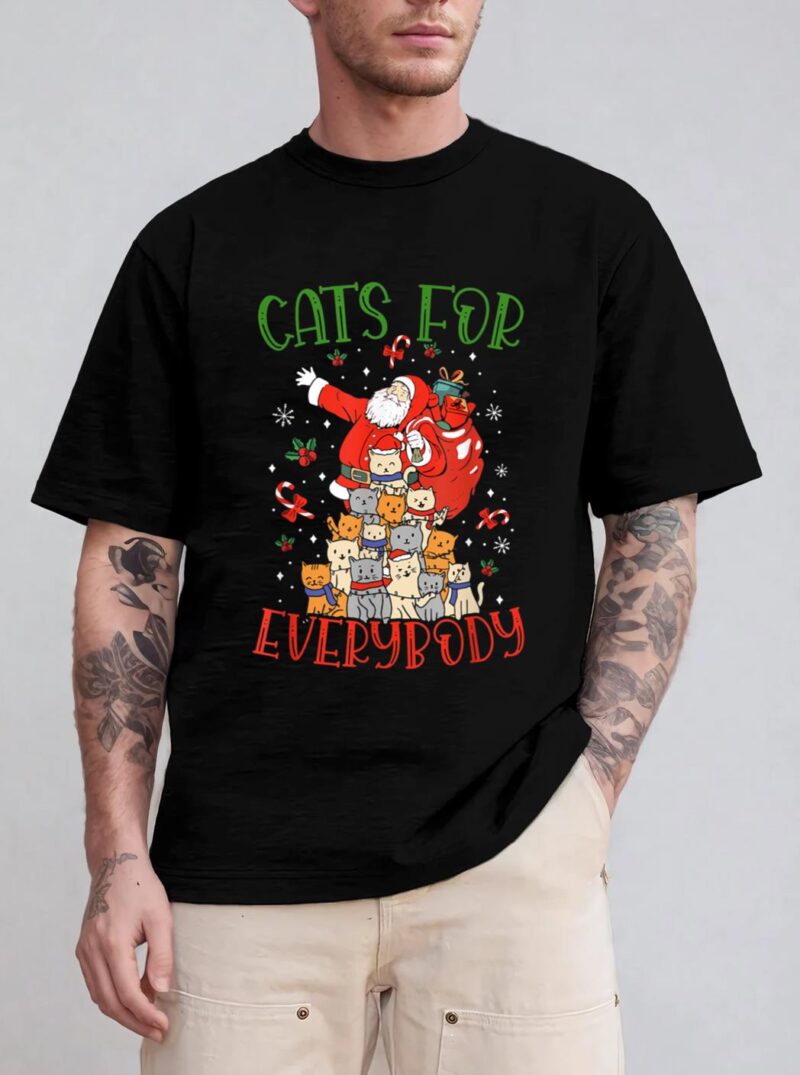 Cats For Everybody Ugly Christmas Cat Funny Xmas T-Shirt