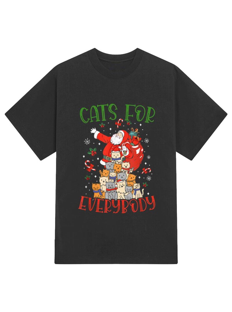 Cats For Everybody Ugly Christmas Cat Funny Xmas T-Shirt - Image 2