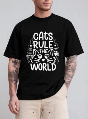 Cats Rule He World Funny Cat Lovers T-Shirt