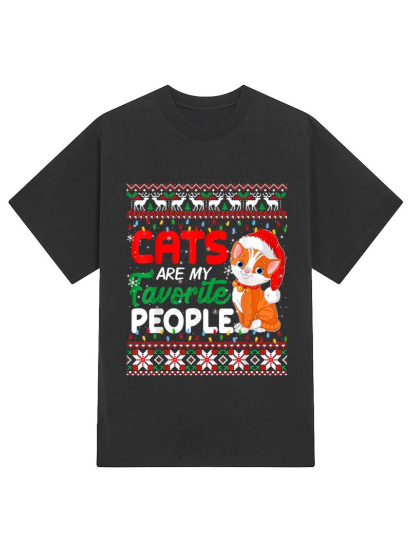 Christmas Cat  - Cats Are My Favorite People T-Shirt - Image 2