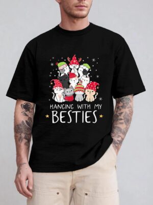 Christmas Cat Lover Christmas Tree Kawaii Cat Bestie T-Shirt