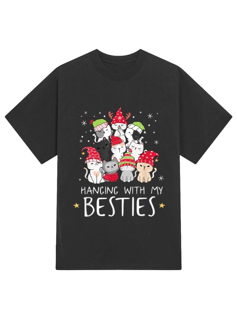 Christmas Cat Lover Christmas Tree Kawaii Cat Bestie T-Shirt - Image 2