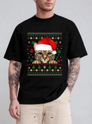 Christmas Cat Santa Hat Merry Catmas Ugly Christmas Sweater Premium T-Shirt