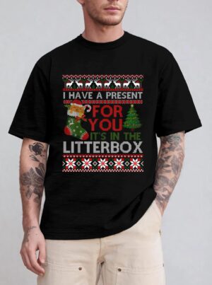 Christmas Cat Shirt - Have A Present For You Ugly Sweater T-Shirt