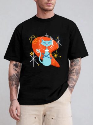 Cute Atomic Space Cat in Vintage Retro Vibes T-Shirt