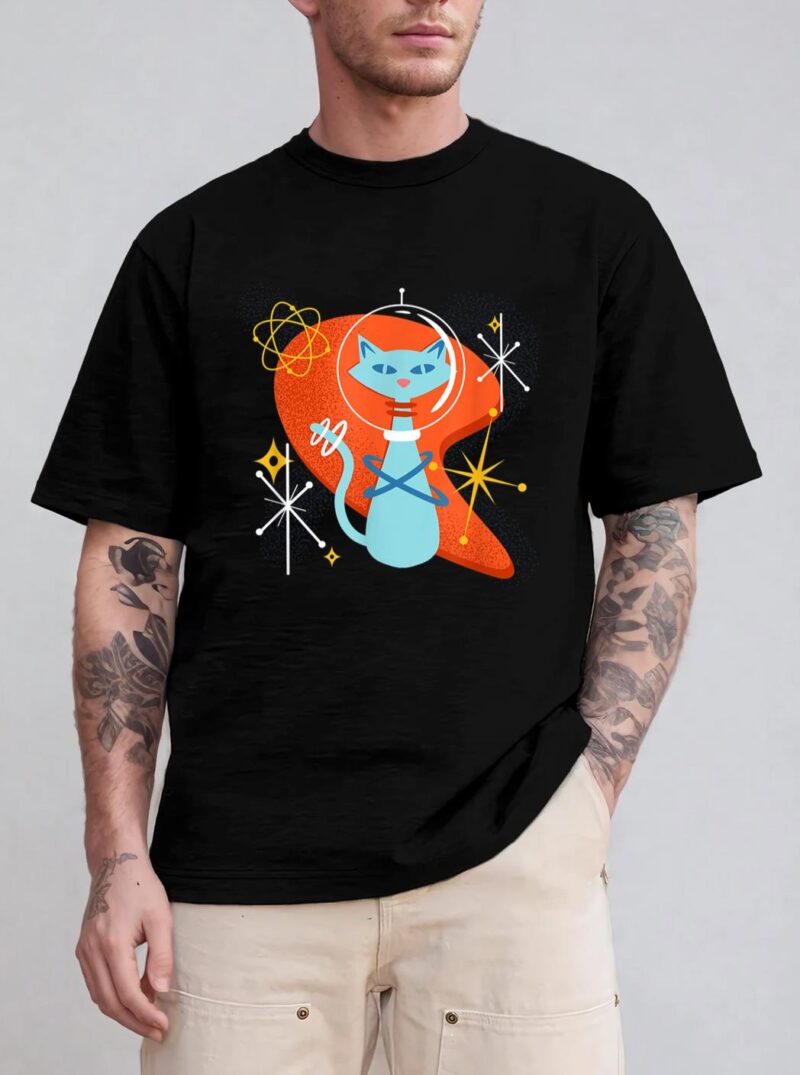 Cute Atomic Space Cat in Vintage Retro Vibes T-Shirt