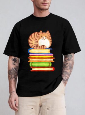 Cute Cat Books Graphic Women S Book Lovers Eacher T-Shirt