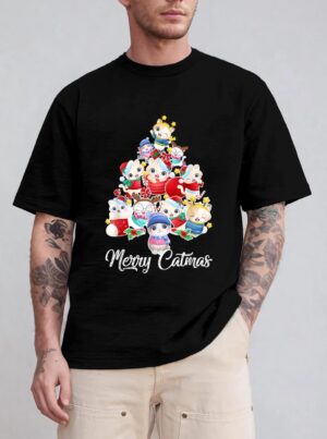 Cute Cat Christmas Tree Merry Catmas For Kitten Xmas Lover T-Shirt