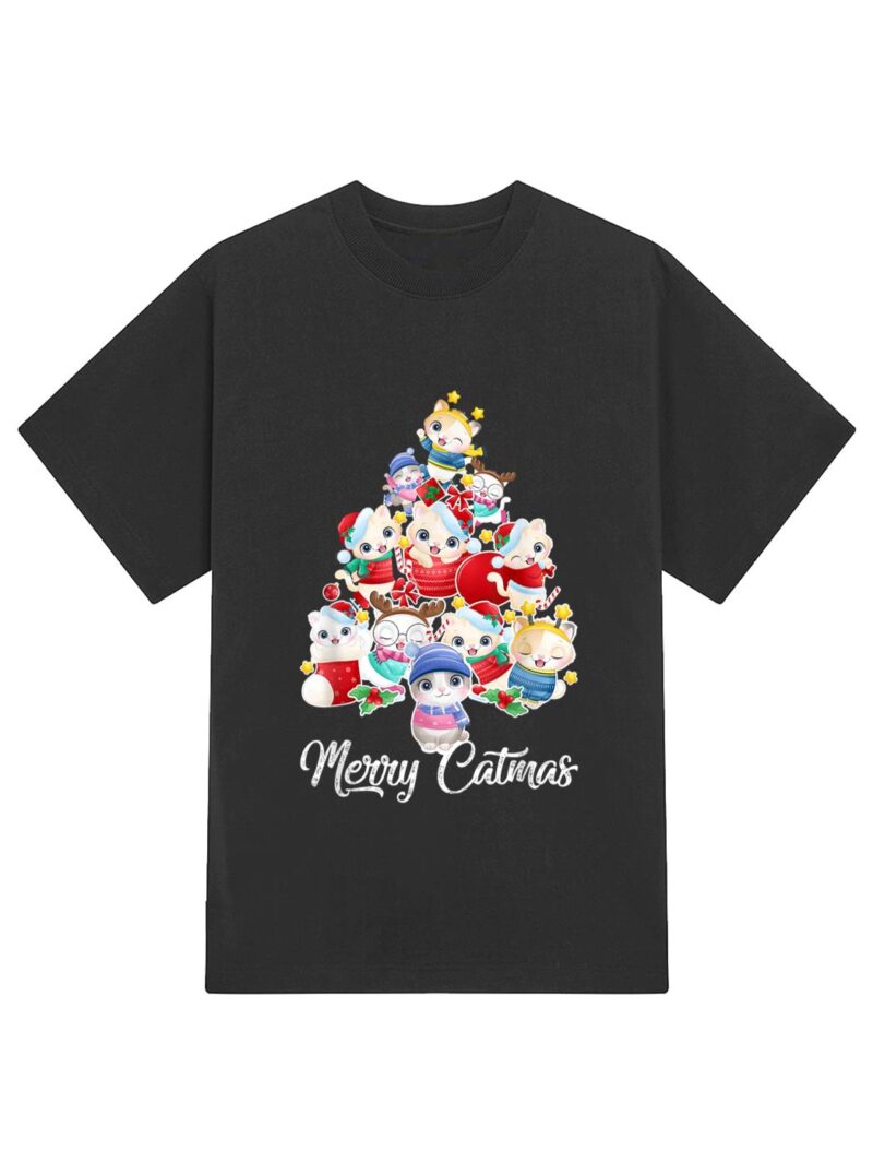 Cute Cat Christmas Tree Merry Catmas For Kitten Xmas Lover T-Shirt - Image 2