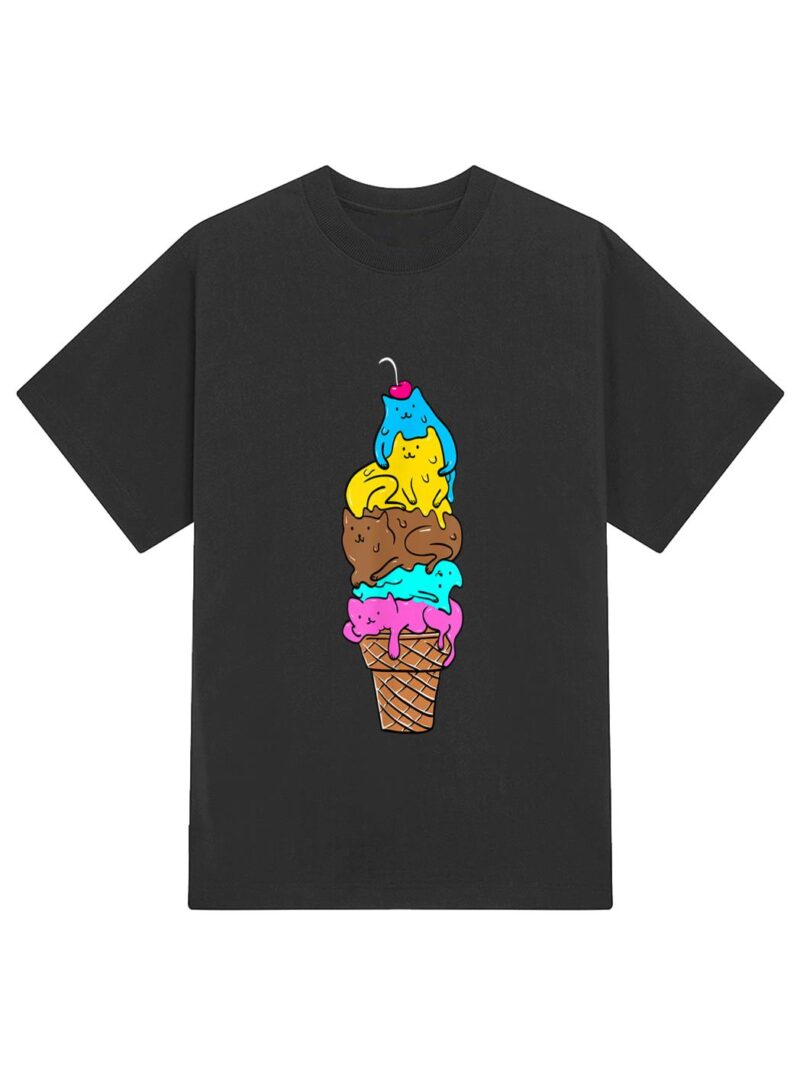 Cute Cat Ice Cream  - Kitty Cat Dessert T-Shirt - Image 2