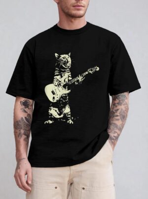 Cute Cat Playing Guitar T-Shirt