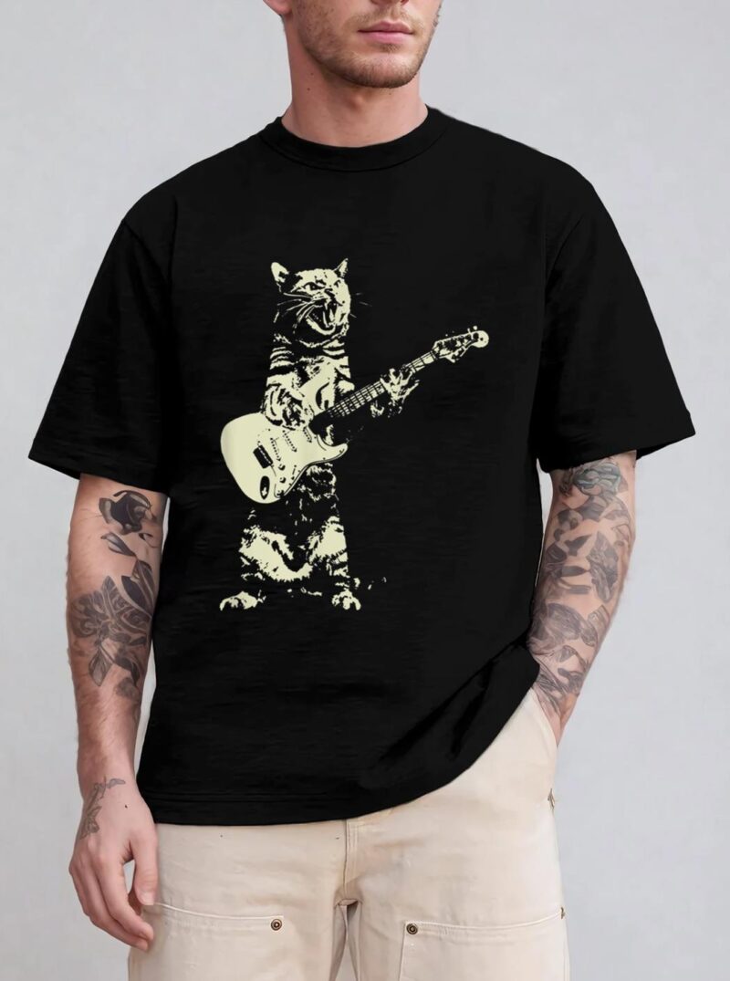 Cute Cat Playing Guitar T-Shirt