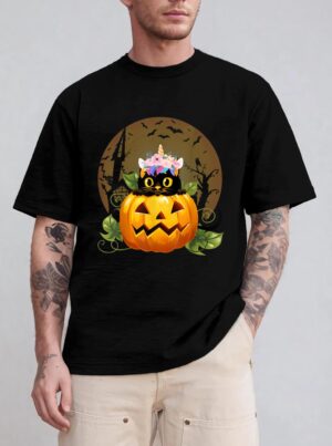 Cute Cat Pumpkin Unicorn Halloween Costume Gift T-Shirt