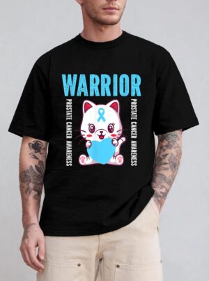 Cute Cat Warrior Prostate Cancer Awareness For Men And Women T-Shirt