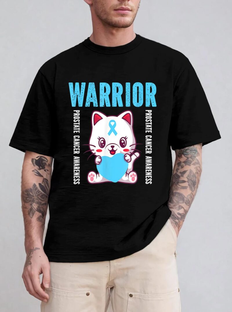 Cute Cat Warrior Prostate Cancer Awareness For Men And Women T-Shirt