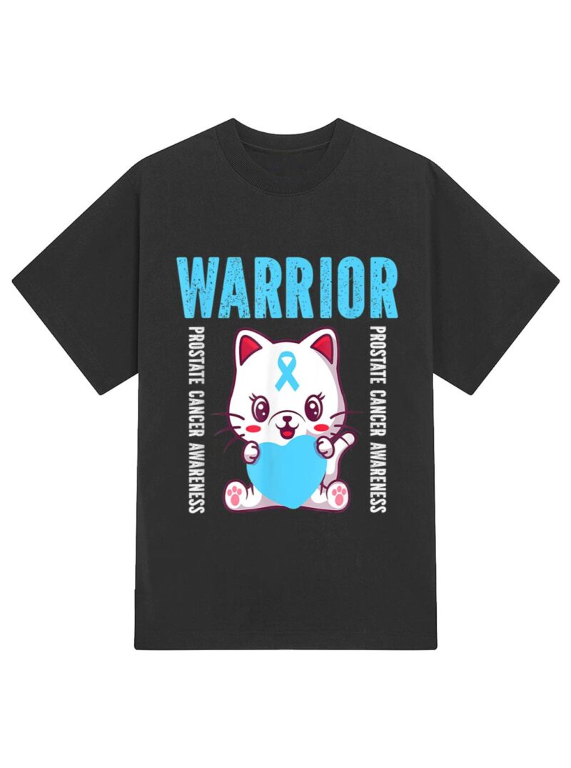 Cute Cat Warrior Prostate Cancer Awareness For Men And Women T-Shirt - Image 2