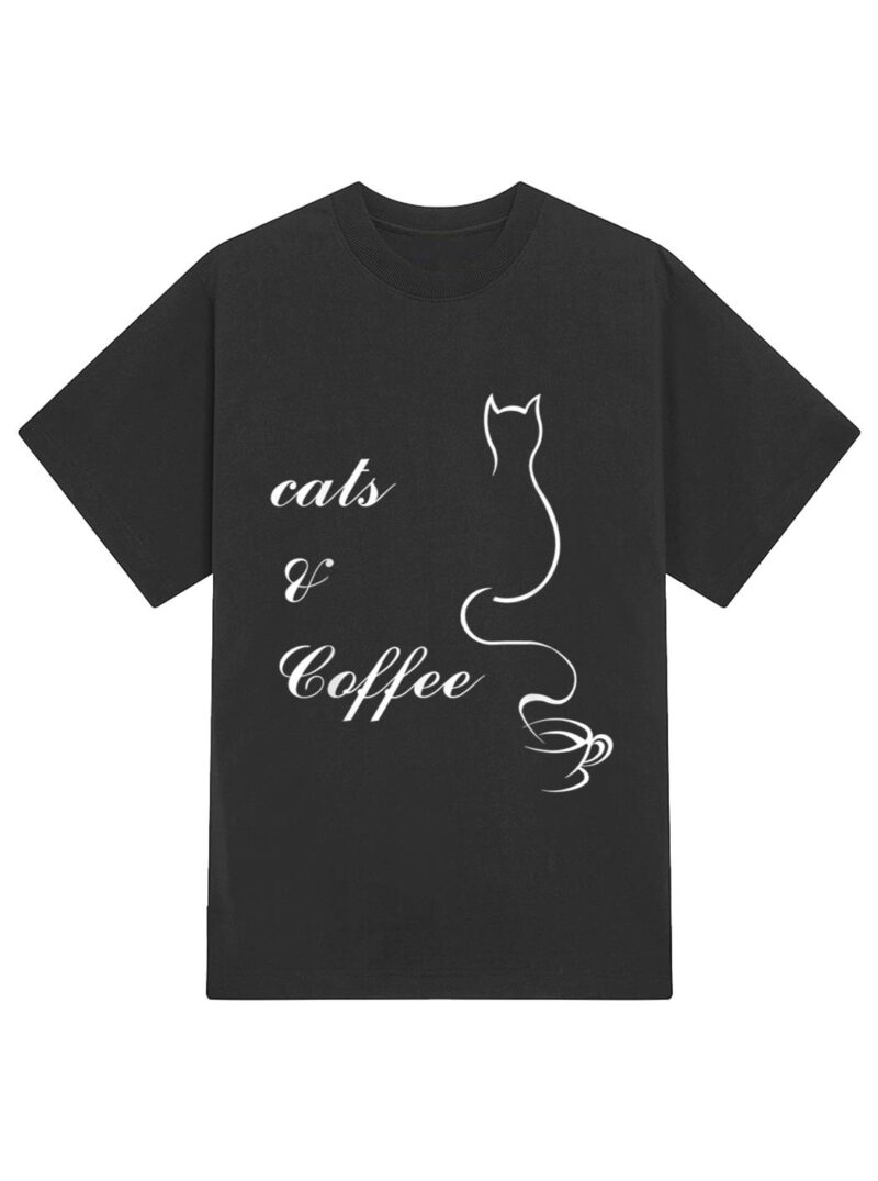 Cute Cats and Coffee T-Shirt - Image 2