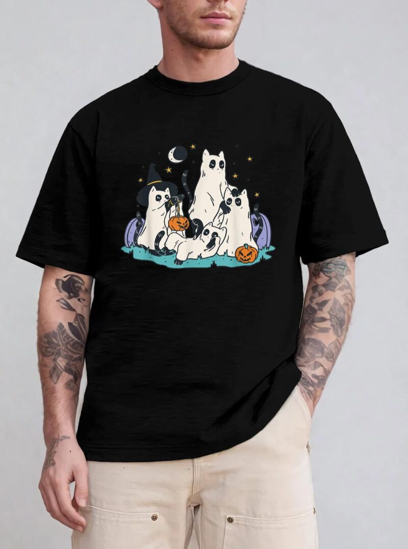 Cute Ghost Cats Cat Ghosts Funny Halloween Outfit Costumes T-Shirt