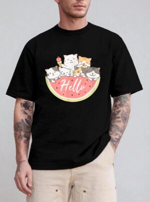 Cute Kitten In Watermelon Cute Cat Family Cat Motif T-Shirt