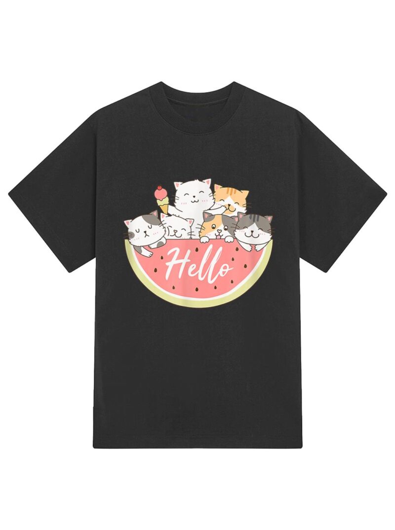 Cute Kitten In Watermelon Cute Cat Family Cat Motif T-Shirt - Image 2