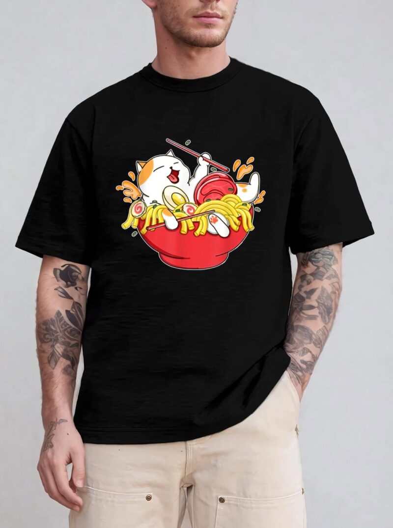 Cute Ramen and Cats Funny Anime Noodle Japanese Gift Girls T-Shirt