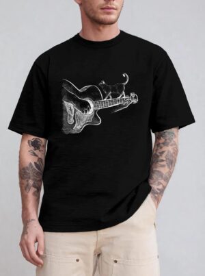 Cute Siamese Cat Guitar Player T-Shirt