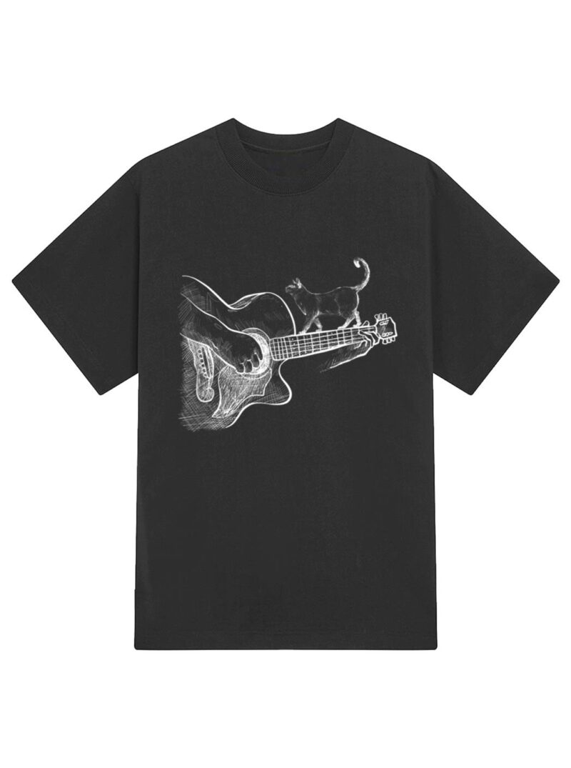 Cute Siamese Cat Guitar Player T-Shirt - Image 2