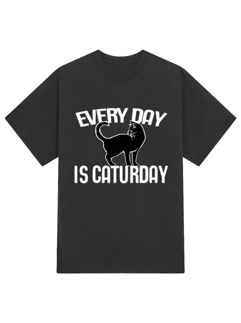 Every Day is Caturday black cat art cat people Premium T-Shirt - Image 2