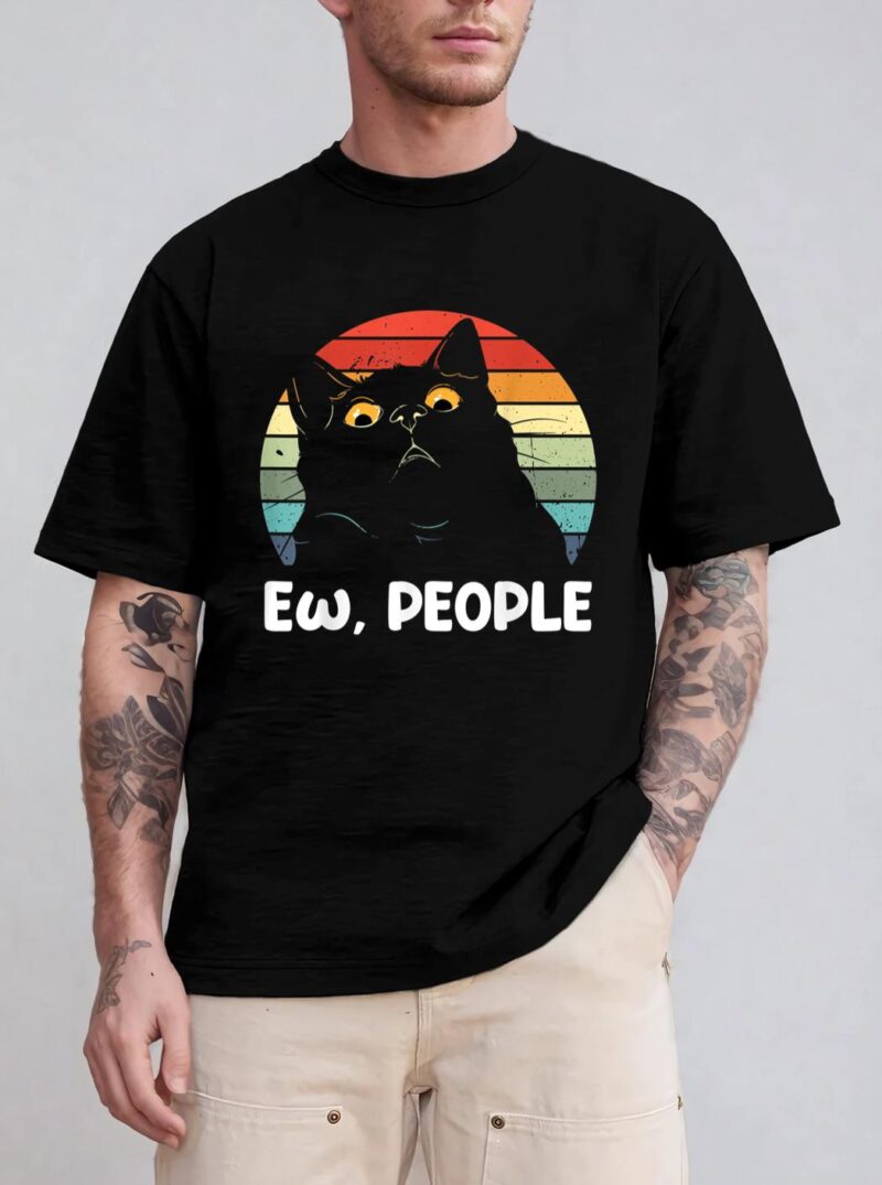 Ew people funny Black Cat lover for women men fun cat saying T-Shirt